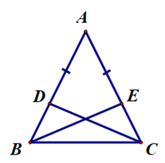 Cho tam giác ABC cân tại A. Lấy các điểm D, E theo thứ tự thuộc các  (ảnh 1)