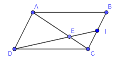 Cho hình bình hành ABCD, I là trung điểm của cạnh BC và E là điểm thuộc đường (ảnh 1)