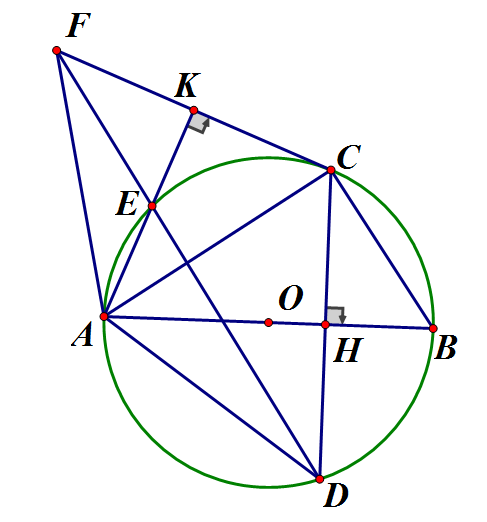 Cho đường tròn (O) đường kính AB. Gọi H là điểm nằm giữa O và B. Kẻ dây (ảnh 1)