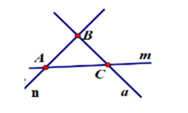 Cho đường thẳng m và đường thẳng n cắt nhau tại A, đường thẳng a không cắt đường (ảnh 2)