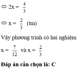 Phương trình rị tuyệt đối của 1/3 - t5/4 - 2x  = 1/4  có nghiệm là (ảnh 2)