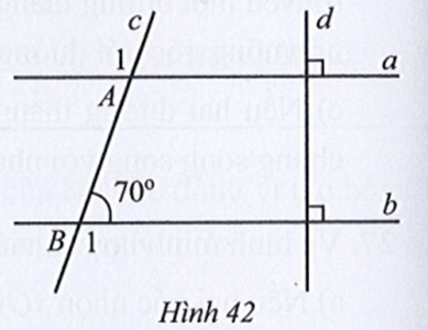 Quan sát Hình 42. Tổng số đo hai góc A1 và B1 là: (ảnh 1)