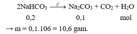Nhiệt phân hoàn toàn 16,8 gam NaHCO3 thu được m gam Na2CO3. Giá trị của m là (ảnh 1)
