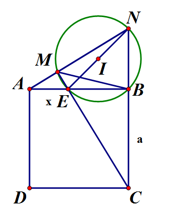Cho hình vuông ABCD có cạnh bằng a. Trên cạnh AB lấy điểm E tùy ý sao cho AE = x (ảnh 1)