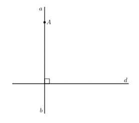 Chứng minh rằng: Cho điểm A và đường thẳng d thì có duy nhất đường thẳng đi qua (ảnh 1)
