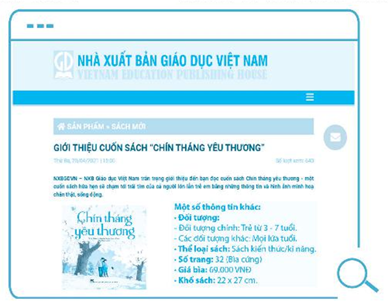 Bạn Hoa truy cập trang tin trực tuyến của Nhà xuất bản giáo dục Việt Nam có địa chỉ là http://nxbgd.vn để xem giới thiệu về các cuốn sách mới. Quan sát hình ảnh trang thông tin sau và trả lời các câu hỏi.  b) Cuốn sách này có phù hợp với lứa tuổi của em không? (ảnh 1)