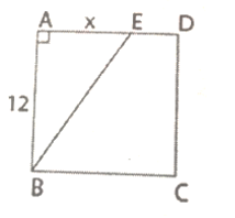 Cho hình vuông ABCD có cạnh 12cm (hình bên), AE = xcm, SABE=SABCD/3  .  Độ dài của x là: (ảnh 2)