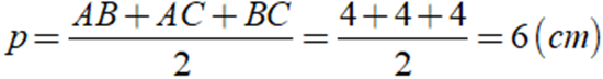 Cho hình lăng trụ đứng ABC.A'B'C' có đáy ABC là tam giác đều, AB = 4cm,AA' = 5cm. Tính diện tích xung quanh, diện tích toàn phần và thể tích của hình lặng trụ AB	C.A'B'C' ? (ảnh 2)