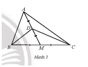 Gọi AM là trung tuyến của tam giác ABC và D là trung điểm của đoạn AM. Chứng minh rằng (ảnh 1)