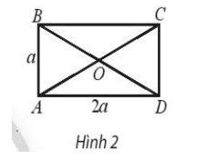 Cho hình chữ nhật ABCD có tâm O và AD = 2a, AB = a. Tính:a) vecto AB. vecto AO (ảnh 1)