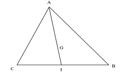 Cho tam giác ABC có G là trọng tâm và I là trung điểm của đoạn thẳng BC. (ảnh 1)