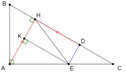 Cho tam giác ABC vuông tại A (AB < AC), vẽ đường cao AH. a) Chứng minh ABH đồng dạng tam giác ABC.  (ảnh 1)