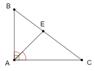 Cho tam giác ABC vuông tại A, có AB = 3cm, BC = 5cm. Tia phân giác của góc A  cắt BC tại E thì EB/EC   bằng (ảnh 1)