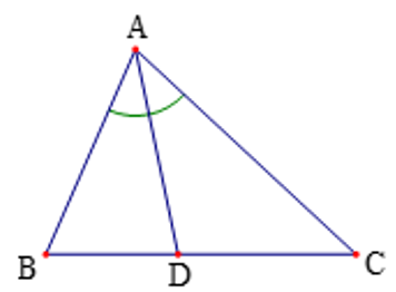 Quan sát Hình 1, biết AD là đường phân giác của tam giác ABC. Tỉ số DC/DB  bằng tỉ số nào dưới đây? (ảnh 1)