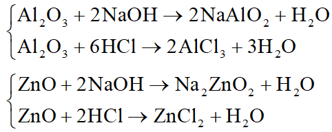 Hãy chọn 1 đơn chất, 1 oxit, 1 hiđroxit và 2 muối khác loại nhau đều tác dụng được với cả dung dịch HCl và dung dịch NaOH. Viết các phương trình phản ứng. (ảnh 2)