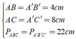 Cho tam giác ABC và tam giác A'B'C' đối xứng với nhau qua điểm I biết AB = 4cm, AC = 8cm và (ảnh 1)