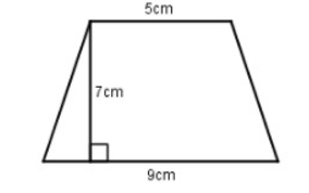 Diện tích hình thang sau bằng:  A. 49cm  B. 49cm2  C. 98cm2 (ảnh 1)