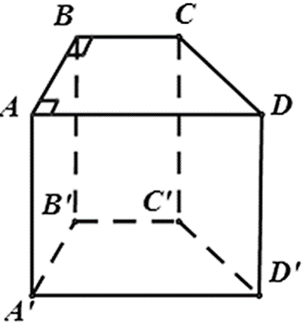 Cho hình lăng trụ đứng ABCD.A'B'C'D' có đáy ABCD là hình thang vuông ( Aˆ = Dˆ = 900 ). Có bao nhiêu cạnh song song với mặt phẳng ( BCC'B' ) ? (ảnh 1)