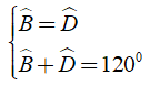 Cho hình bình hành ABCD có góc A = 120 độ, các góc còn lại của hình bình hành là? A. góc B = 60 độ (ảnh 2)