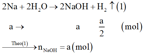 Cho hỗn hợp gồm Na và Al có tỉ lệ số mol tương ứng là 1 : 2 vào nước (dư). Sau khi các phản ứng xảy ra hoàn toàn, thu được 8,96 lít khí H2 (ở đktc) và m gam chất rắn không tan. Giá trị của m là: (ảnh 2)