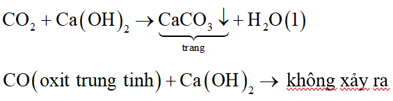 Có hỗn hợp khí gồm CO và CO2. Nếu cho hỗn hợp này tác dụng với dung dịch Ca(OH)2 dư, sinh ra 1 gam kết tủa trắng. Nếu cho hỗn hợp này tác dụng với CuO dư, nung nóng, thu được 0,64 gam kim loại màu đỏ. (ảnh 1)