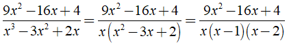 Xác định giá trị a, b, c để 9x^2 - 16x + 4/ x^3 - 3x^2 + 2x = a/x + b/x-1 + c/x-2 (ảnh 2)