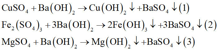 Hỗn hợp X gồm CuSO4, Fe2(SO4)3, MgSO4, trong X oxi chiếm 47,76% khối lượng. Hòa tan hết 26,8 gam hỗn hợp X vào nước được dung dịch Y, cho dung dịch Ba(OH)2 dư vào dung dịch Y thấy xuất hiện m gam kết tủa. Giá trị của m là: (ảnh 1)