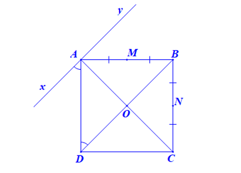 Cho hình vuông ABCD có tâm O và cho M, N lần lượt là trung điểm của cạnh AB và BC (Hình 14). (ảnh 2)