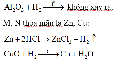 Kim loại M tác dụng với dung dịch HCl sinh ra khí hiđro. Dẫn khí hiđro đi qua oxit của kim loại N nung nóng, oxit này bị khử cho kim loại N. M và N có thể là cặp kim loại nào sau đây? (ảnh 4)