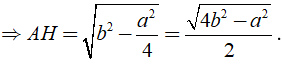 Tính diện tích của một tam giác cân có cạnh đáy là a, cạnh bên bằng b. (ảnh 2)