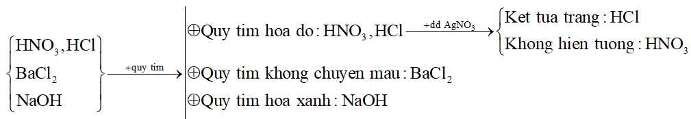 Phân biết các dung dịch sau bằng phương pháp hóa học: HNO3, HCl, BaCl2, NaOH. (ảnh 1)
