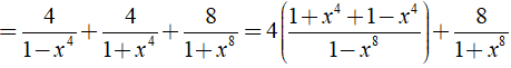 a) Rút gọn biểu thức A= 1/1-x + 1/1+x + 2/1+x^2 + 4/1+x^4 + 8/1+x^8 (ảnh 6)