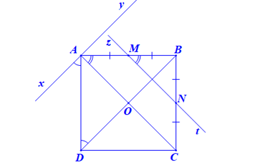 b) đường thẳng đi qua M và song song với AC; (ảnh 1)