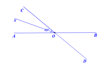 b) Vẽ Ox là tia phân giác của góc AOC. Hãy tính số đo của góc xOD và góc xOB (ảnh 1)