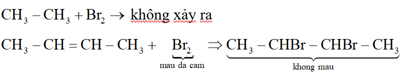 Để phân biệt CH3 – CH3 và CH3 – CH = CH – CH3 người ta dùng (ảnh 1)