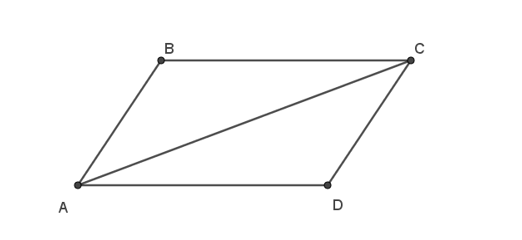 Cho tam giác ABD. Xác định điểm C sao cho: vecto AB+ vecto AD= vecto AC (ảnh 1)