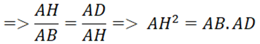 Cho tam giác ABC vuông tại A có AH là đường cao. Vẽ HD ⊥ AB ( D ∈ AB ). HE ⊥ AC ( E ∈ AC ). AB = 12cm, AC = 16 cm a) Chứng minh : ΔHAC ∼ ΔABC b) Chứng minh : AH2 = AD.AB c) Chứng minh : AD.AB = AE.AC. (ảnh 2)