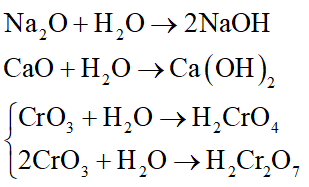 Cho dãy các oxit sau: Na2O, Al2O3, Cr2O3, CaO, CrO3, MgO. Số oxit trong dãy tác dụng với nước ở điều kiện thường là: (ảnh 1)