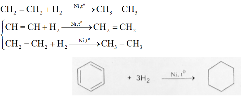 Cho các chất sau: metan, etilen, axetilen, benzen. Số chất tác dụng với H2 (Ni, to) là: (ảnh 1)