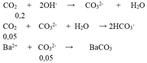 Hấp thụ hoàn toàn 3,36 lít khí CO2 (ở đktc) vào m gam dung dịch hỗn hợp chứa 0,05 mol NaOH; 0,05mol KOH; 0,05 mol Ba(OH)2. Dung dịch sau phản ứng có khối lượng? (ảnh 1)