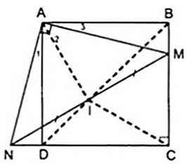 Cho hình vuông ABCD. Trên cạnh BC lấy điểm M, qua A kẻ AN ⊥ AM (điểm N thuộc tia đối của tia (ảnh 1)