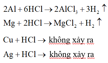 Có ba mẫu hợp kim cùng khối lượng: Al – Cu, Cu – Ag, Mg – Al. Dùng hóa chất nào sau đây có thể phân biệt 3 mẫu hợp kim trên? (ảnh 1)