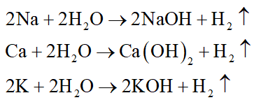 Cho dãy các kim loại: Na, Ca, Cu, Fe, K. Số kim loại trong dãy không tác dụng với H2O tạo thành dung dịch bazơ là: (ảnh 1)