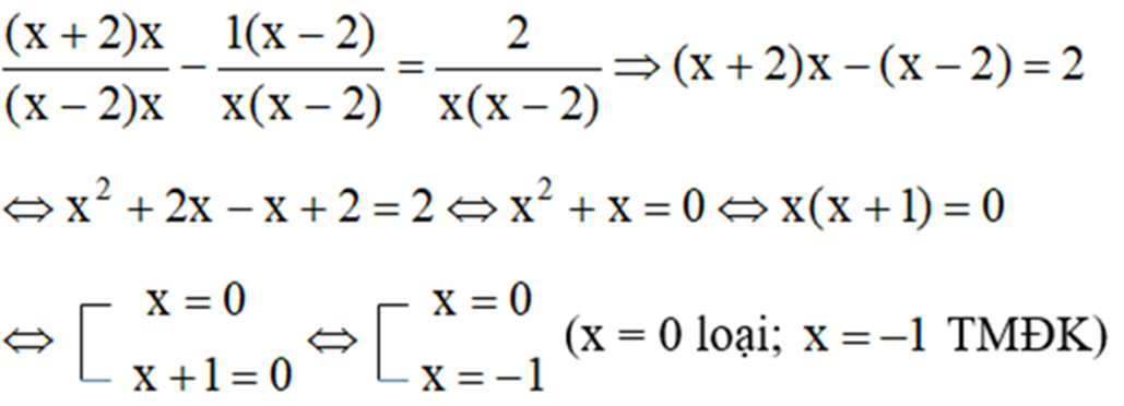 Giải phương trình: (x+2)/(x-2)-1/x=2/x(x-2) (ảnh 3)