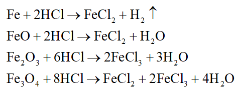 Đốt cháy 11,2 gam bột Fe trong oxi, sau một thời gian thu được m gam chất rắn X. Hòa tan hết X trong dung dịch HCl loãng dư, thu được 1,344 lít khí H2 (đktc) và dung dịch Y có chứa 13,0 gam FeCl3. Giá trị của m là: (ảnh 3)