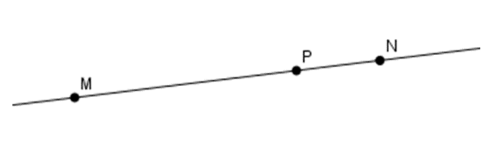 Cho ba điểm M; N; P thẳng hàng với P nằm giữa M và N. Chọn hình vẽ đúng. (ảnh 1)