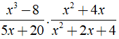 Rút gọn biểu thức x^3-8/5x + 20. x^2 +4x/x^2 + 2x + 4 được kết quả là ? (ảnh 1)