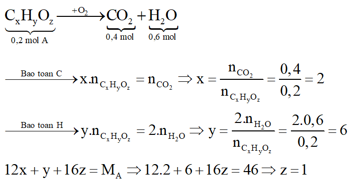 Đốt cháy hoàn toàn 9,2 gam một hợp chất hữu cơ A thu được 17,2 gam CO2 và 10,8 gam nước. (ảnh 3)