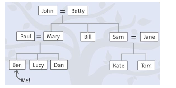 Look at the family tree. Complete the text with the words (Nhìn vào cây phả hệ gia đình. (ảnh 1)