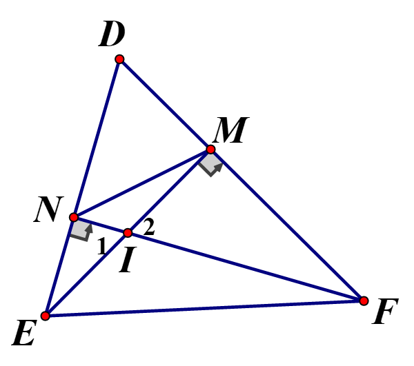 Cho tam giác nhọn  hai đường cao  cắt nhau tại I a)Chứng minh hai tam giác  và  đồng dạng b)Chứng minh   (ảnh 1)